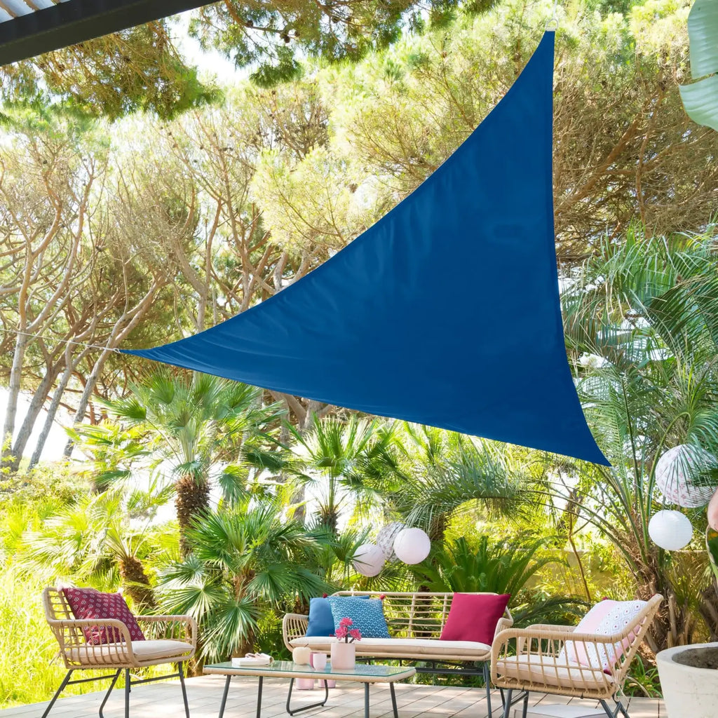 Durable Blue Triangle Shade Sail for Long-Term Outdoor Use – Sunny