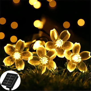 Cherry Blossom LED Solar String Lights - Waterproof and weather-resistant - Ideal for Outdoor (Garden Patio Porch)