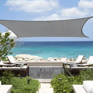Best Grey Rectangle Sun Shade Sail/Cloth - Waterproof & Anti-UV 200g/sm Polyester - Ideal for Outdoor (Garden Patio