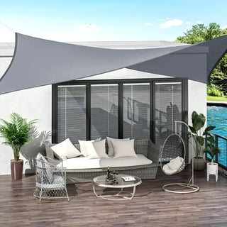 Best Grey Rectangle Sun Shade Sail/Cloth - Waterproof & Anti-UV 200g/sm Polyester - Ideal for Outdoor (Garden Patio