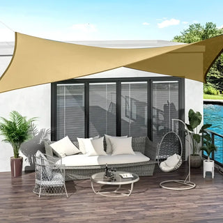 Best Sand Rectangle Sun Shade Sail/Cloth - Waterproof & Anti-UV 200g/sm Polyester - Ideal for Outdoor (Garden Patio