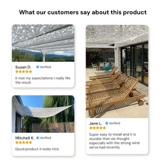 Best White Camo Netting Sun Shade - Anti-UV Oxford Cloth Mesh - Ideal for Outdoor (Garden Patio or Pool Side)