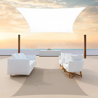 Best White Square Sun Shade Sail/Cloth - Waterproof & Anti-UV 200g/sm Polyester - Ideal for Outdoor (Garden Patio Pool