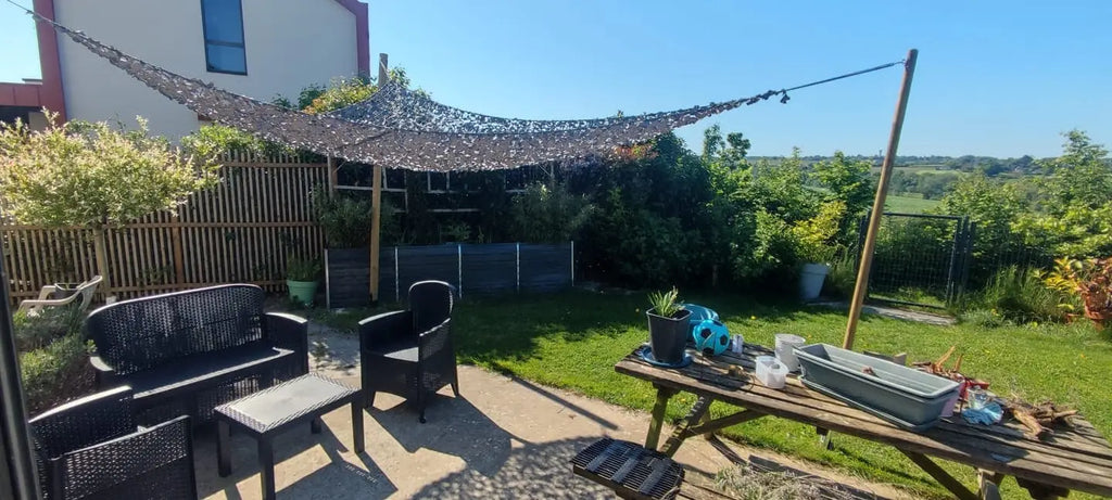 Gray Camo Netting Sun Shelter