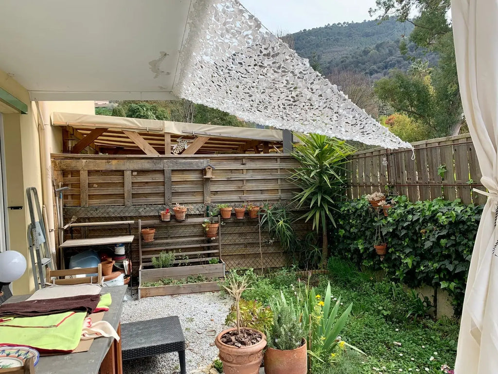 White Camo Netting Sun Shelter