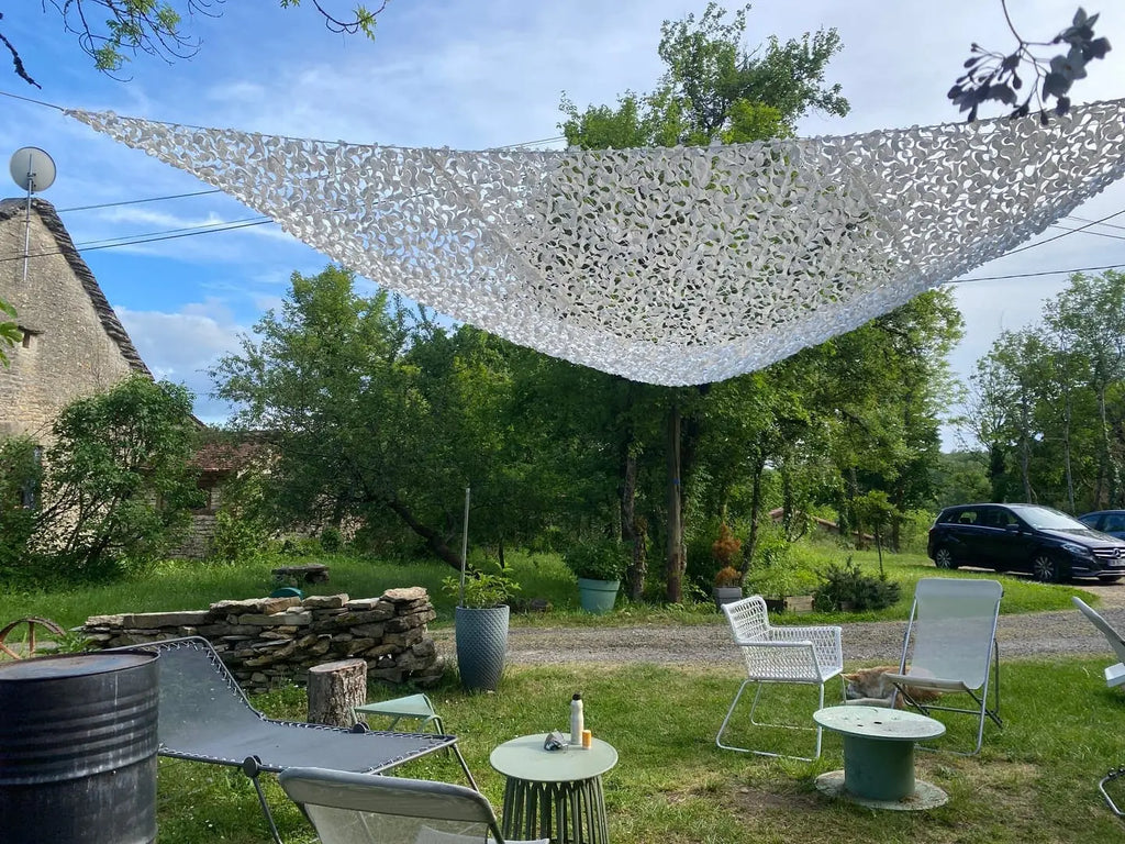 White Camo Netting Sun Shelter