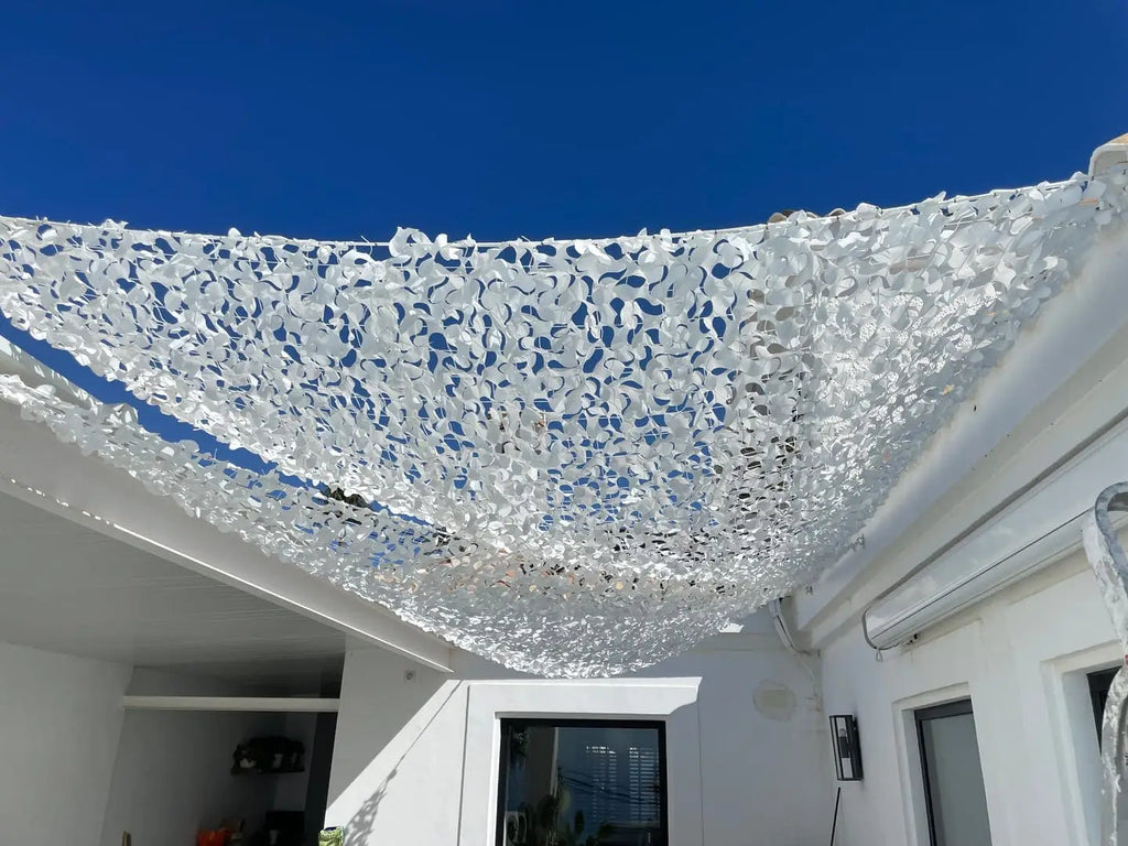 White Camo Netting Sun Shelter