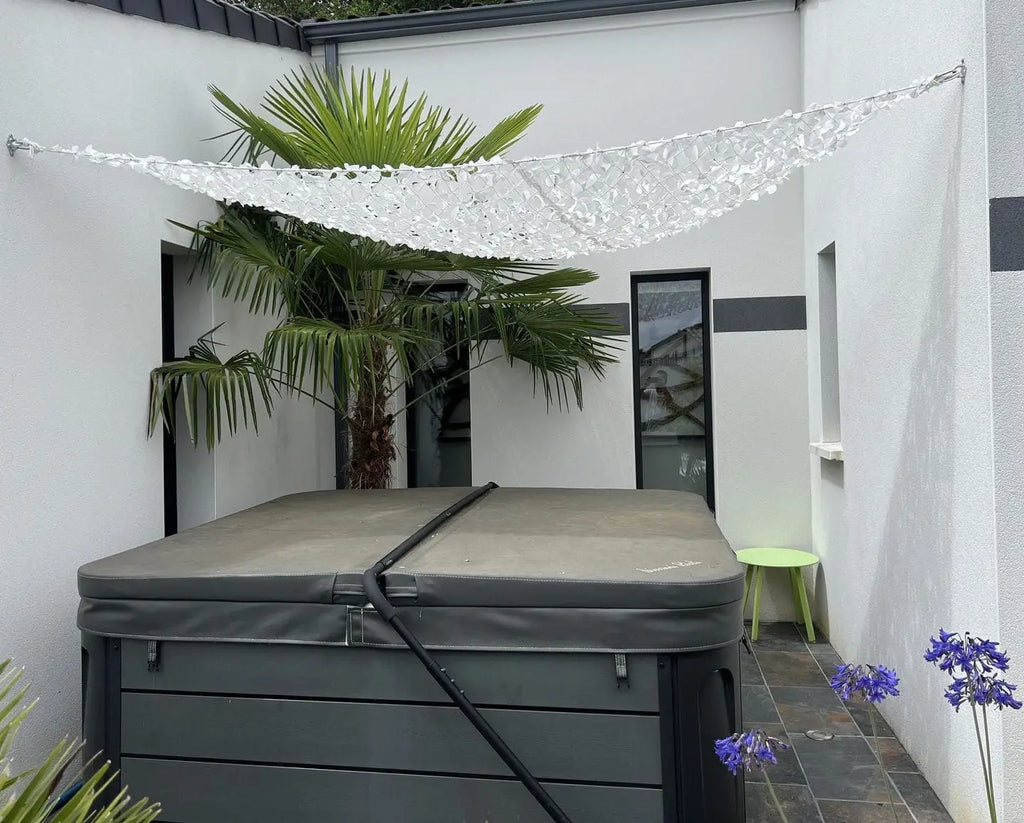 White Camo Netting Sun Shelter