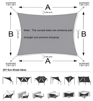 Premium Black Rectangle Shade Sail for Patio and Garden
