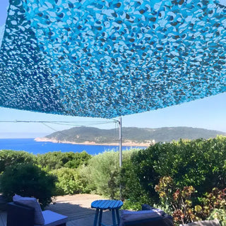 Best Blue Camo Netting Sun Shelter - Anti-UV Oxford Cloth Mesh - Ideal for Outdoor (Garden Patio or Pool Side)