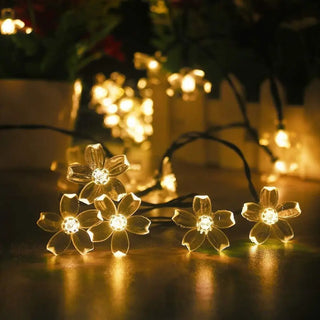 Cherry Blossom LED Solar String Lights - Waterproof and weather-resistant - Ideal for Outdoor (Garden Patio Porch)