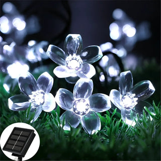 Cherry Blossom LED Solar String Lights - Waterproof and weather-resistant - Ideal for Outdoor (Garden Patio Porch)