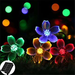 Cherry Blossom LED Solar String Lights - Waterproof and weather-resistant - Ideal for Outdoor (Garden Patio Porch)