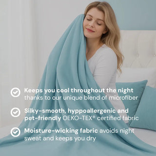 THERMIQ™ Cooling Blanket | Advanced Cooling Moisture-Wicking Fabric | OEKO-TEX® Certified and Hypoallergenic | Machine