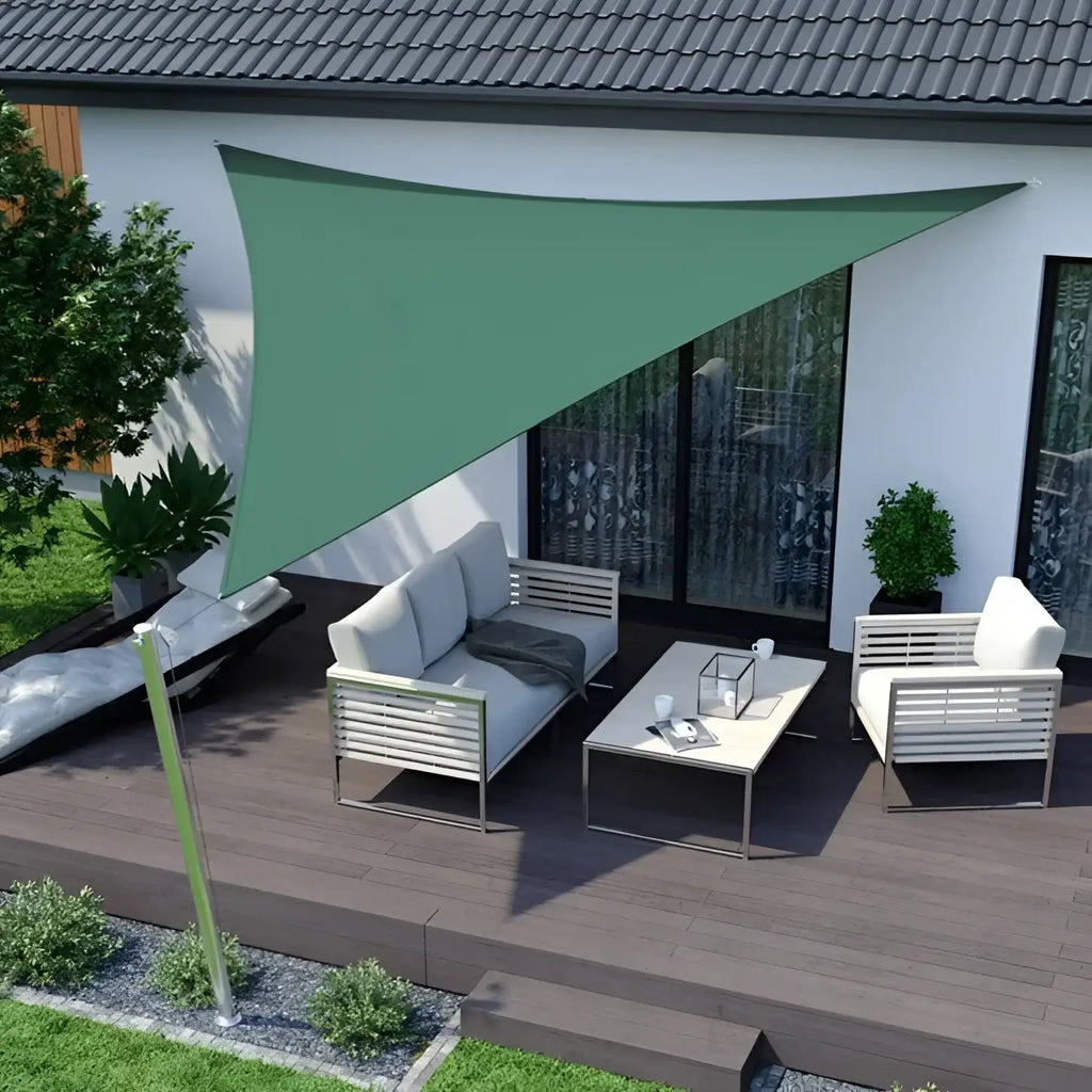 Durable UV-Resistant Dark Green Triangle Shade Sail – Sunny Garden Market