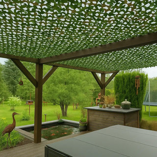 Best Green Camo Netting Sun Shelter - Anti-UV Oxford Cloth Mesh - Ideal for Outdoor (Garden Patio or Pool Side)