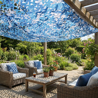 Blue Camo Netting Sun Shade