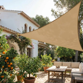 Premium Sand Triangle Sun Shade Sail with 98% Shade Coverage