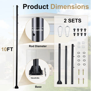 Durable Shade Sail Poles for Sails Canopies Tarps