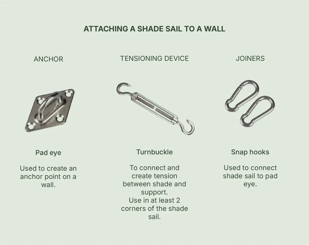 tools to attach a shade sail to a wall