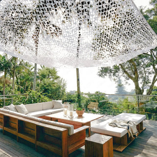 White Camo Netting | 420D Reinforced Camo Shade Netting